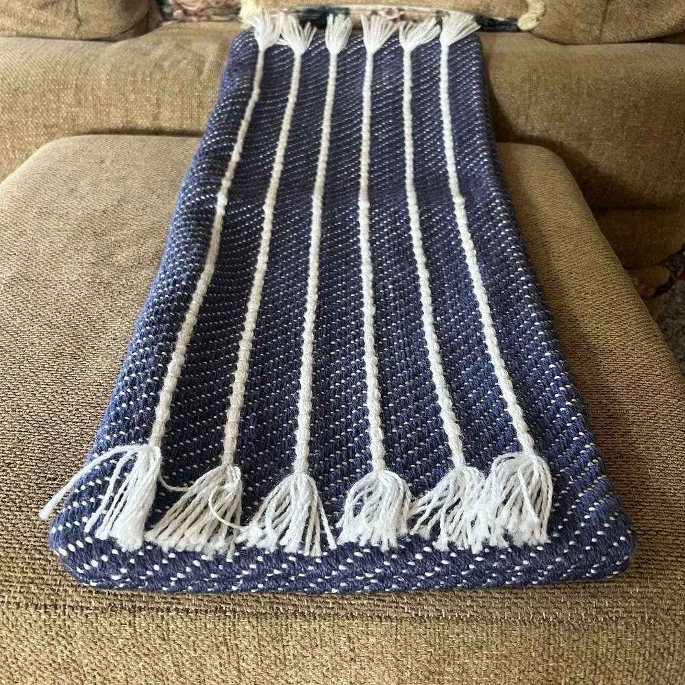 Basketweave‎ Decorative Pillow cover 11'' x 30'' blue, gray, and white tones